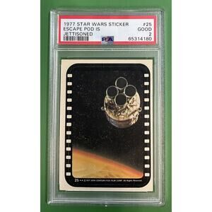 Star Wars 1977 Escape Pod Is Jettisoned Sticker Card #25 PSA 2 CERT#65314180